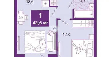 Wohnung 1 zimmer in Kaliningrad, Russland