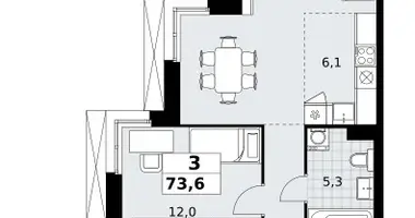 Wohnung 3 zimmer in Kommunarka, Russland