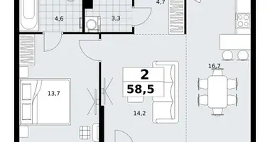Apartamento 2 habitaciones en Kommunarka, Rusia