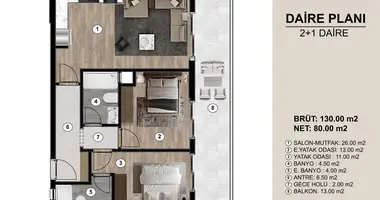 Apartamento 3 habitaciones en Mezitli, Turquía