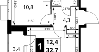 1 room apartment in Khimki, Russia