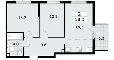 Apartamento 2 habitaciones en Krasnoye Selo, Rusia
