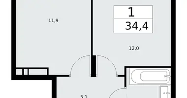 Appartement 1 chambre dans Troïtsk, Russie