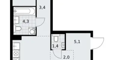 Mieszkanie 2 pokoi w Troick, Rosja