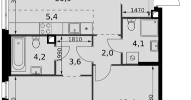 3 room apartment in Moscow, Russia
