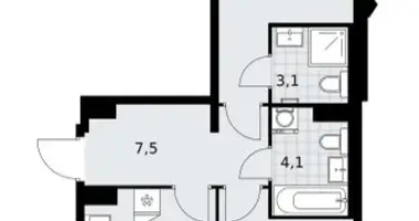 2 room apartment in Troitsk, Russia