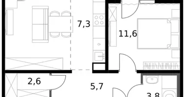 Wohnung 2 zimmer in Leninsky District, Russland