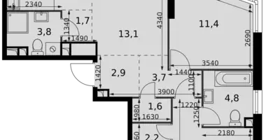 Wohnung 3 zimmer in Moskau, Russland