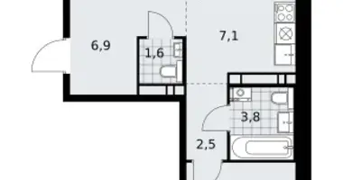 Apartamento 3 habitaciones en Kommunarka, Rusia