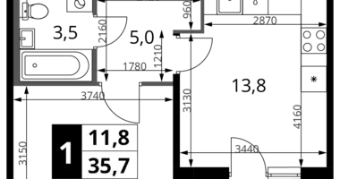 Квартира 1 комната в Химки, Россия