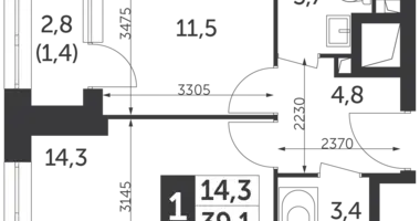 1 room apartment in Moscow, Russia