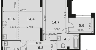 2 room apartment in Moscow, Russia