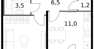 Apartamento 1 habitación en Moscú, Rusia