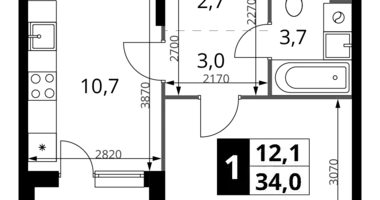 Квартира 1 комната в Химки, Россия