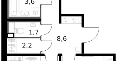 Квартира 2 комнаты в Москва, Россия