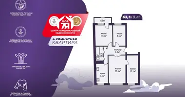 4 room apartment in Viliejka, Belarus