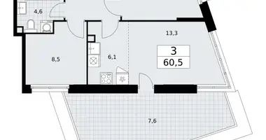 Apartamento 3 habitaciones en Vnukovo, Rusia