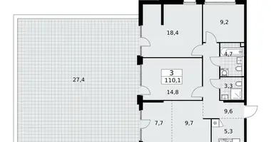 Mieszkanie 3 pokoi w Troick, Rosja