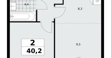Apartamento 2 habitaciones en Kommunarka, Rusia