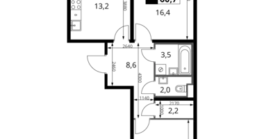 Apartamento 2 habitaciones en Leninsky District, Rusia