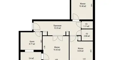 3 room apartment in Barysaw, Belarus