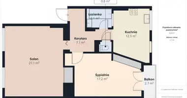 Apartamento 2 habitaciones en Varsovia, Polonia