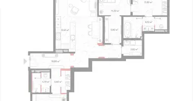 Appartement 2 chambres dans Moscou, Russie