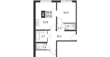 Apartamento 2 habitaciones en Leninsky District, Rusia