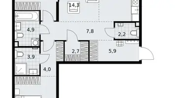 3 room apartment in Kommunarka, Russia