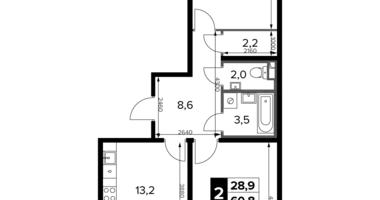 Appartement 2 chambres dans Sapronovo, Russie