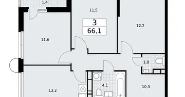 Wohnung 3 zimmer in Wnukowo, Russland