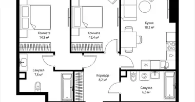 2 room apartment in Moscow, Russia