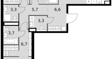 Apartamento 3 habitaciones en Moscú, Rusia