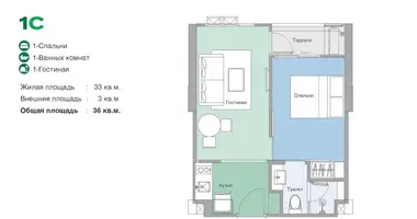 1 bedroom apartment in Choeng Thale, Thailand