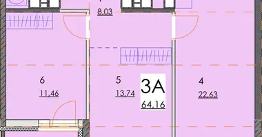 3 room apartment in Minsk, Belarus