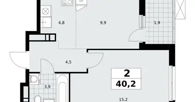 2 room apartment in Kommunarka, Russia