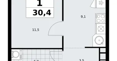 Квартира 1 комната в Москва, Россия