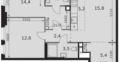 3 room apartment in Moscow, Russia