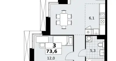 Mieszkanie 3 pokoi w Kommunarka, Rosja