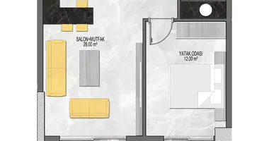 2 room apartment in Tosmur, Turkey