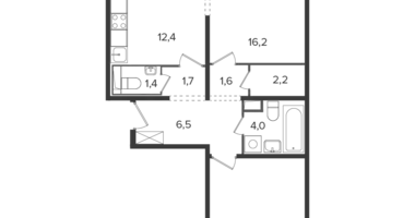 Wohnung 2 zimmer in Leninsky District, Russland