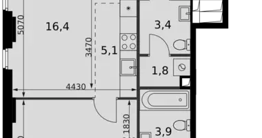 2 room apartment in Moscow, Russia