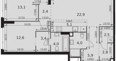 Wohnung 3 zimmer in Moskau, Russland