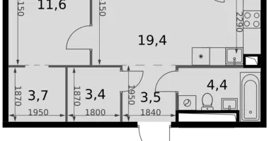 2 room apartment in Moscow, Russia