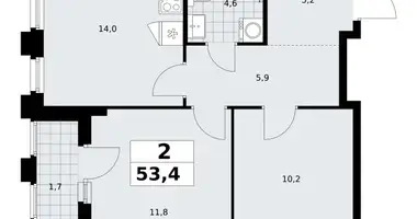 Appartement 2 chambres dans Troïtsk, Russie
