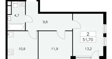 2 room apartment in Moscow, Russia