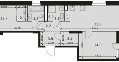 3 room apartment in Moscow, Russia