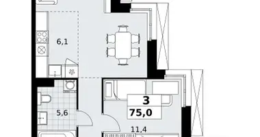 Mieszkanie 3 pokoi w Kommunarka, Rosja