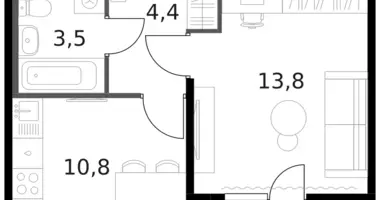 Wohnung 1 zimmer in Moskau, Russland
