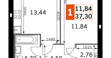 1 room apartment in Odincovskij gorodskoj okrug, Russia
